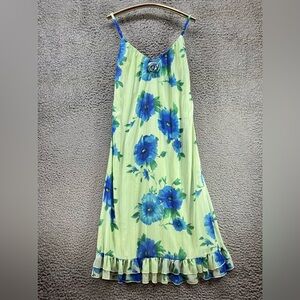 Mimi Chica Maxi Floral Dress Sz Large Ruffles Floral Shimmer Cottagecore Coastal